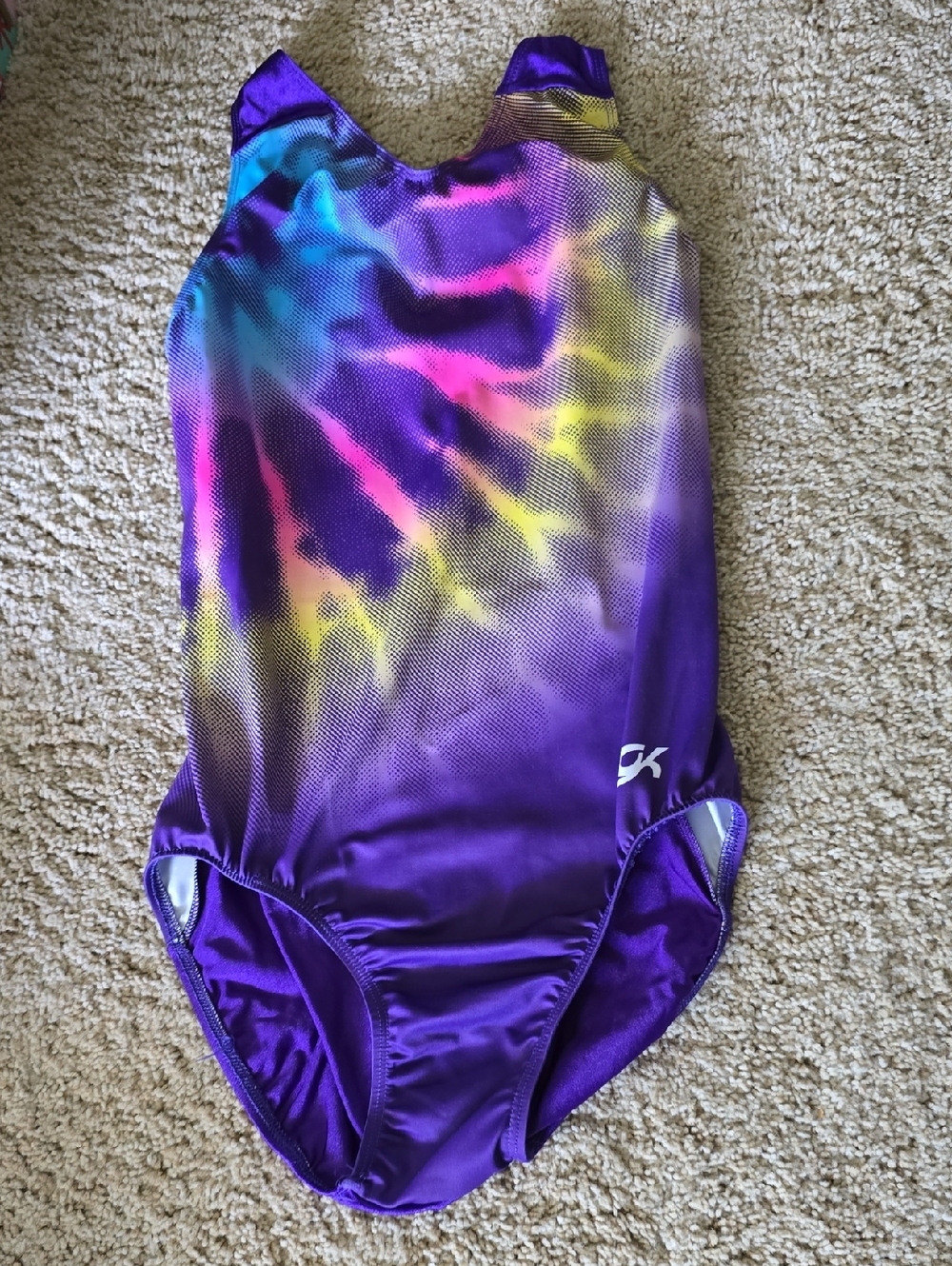 GK Purple Multicolor Tie-Dye Gymnastics Leotard